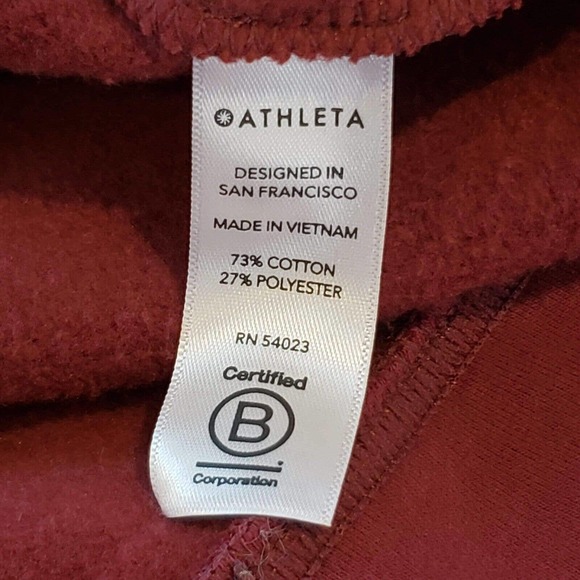 Athleta Women’s 24/7 Sweatshirt Large L Funnel Neck Pullover Red LS Cotton - Picture 9 of 10